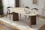 Nordure Mesa de Comedor Sablin en Travertino y Nogal Milán